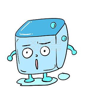 图怪兽原创元素卡通冰块呆滞表情包插画元素