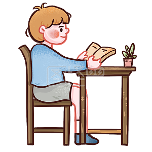 图怪兽原创元素卡通可爱手账素材读书的女生背景素材图片 图怪兽