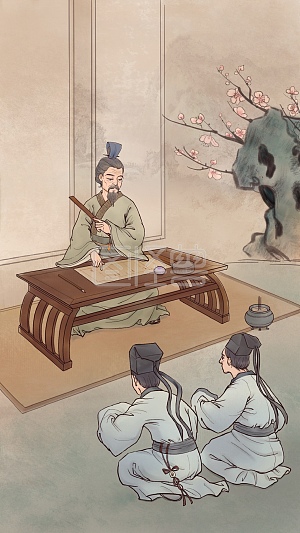 教师节   国画风     先生教书     古风