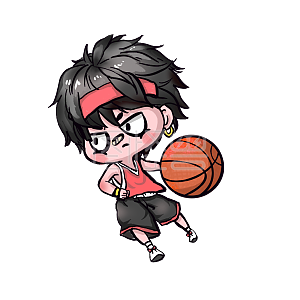 图怪兽原创元素开学季社团招新篮球社卡通可爱打篮球投篮的人物q板