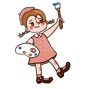 图怪兽原创元素开学季社团招新美术社绘画卡通小女孩小画家