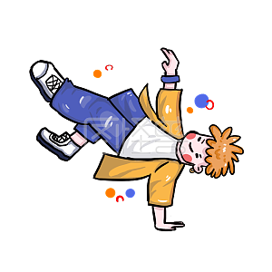 图怪兽原创元素开学季社团招新舞蹈街舞社跳街舞卡通男孩