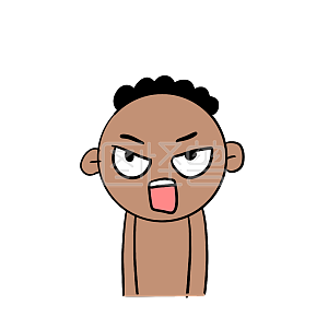 图怪兽原创元素搞怪黑人凶巴巴表情包插画元素