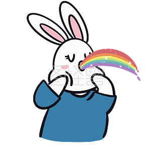 图怪兽原创元素卡通可爱小白兔表情包夸奖放彩虹屁口吐芬芳