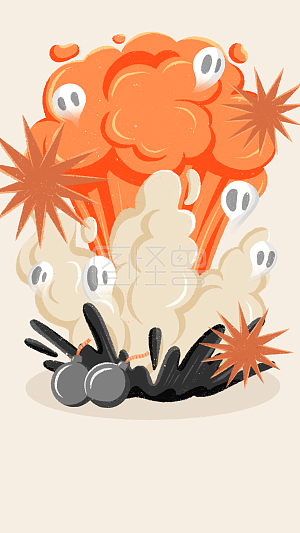 图怪兽原创元素 扁平 国际和平日 日签 爆炸 炸弹 幽灵元素