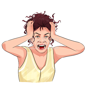 图怪兽原创元素手绘写实卡通暴走抓狂表情包女