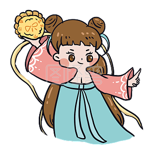 图怪兽原创元素中秋节卡通嫦娥表情包张嘴吃饼