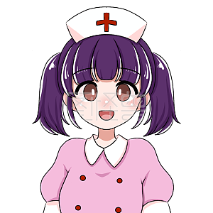 图怪兽原创元素卡通表情包女孩护士可爱微笑