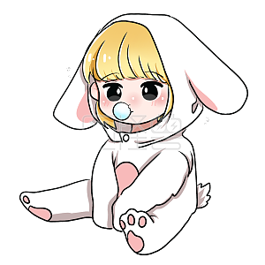 图怪兽原创元素卡通表情包兔子女孩吹泡泡可爱