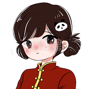 图怪兽原创元素卡通表情包女孩汉服熊猫可爱脸红