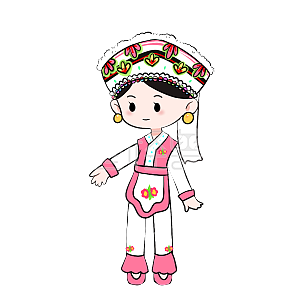 图怪兽原创元素卡通人物白族少数民族女孩可爱