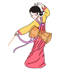 图怪兽原创元素卡通人物少数民族朝鲜族女孩舞蹈可爱