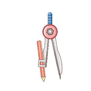 图怪兽原创元素卡通开学季读书学习文具圆规插画