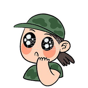 图怪兽原创元素 卡通 军训 女孩 含泪感动 表情包元素