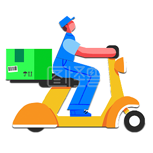 图怪兽原创元素   卡通  快递 小哥 箱子 双十一  电动车