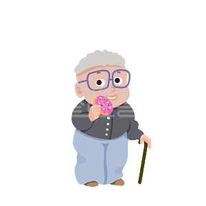 图怪兽拿拐杖的老人人物形象