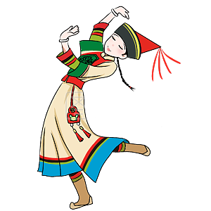 独龙族女孩舞蹈民族详情图怪兽原创元素卡通人物少数民族柯尔克孜