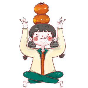 图怪兽原创元素二十四节气霜降卡通俏皮女孩头顶柿子