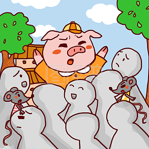 图怪兽原创元素中秋国庆黄金周猪猪老鼠出游表情包