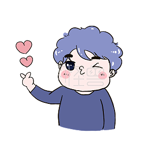 图怪兽原创元素卡通小男孩表情包比心