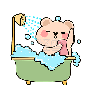 图怪兽原创元素可爱卡通小熊表情包搓澡