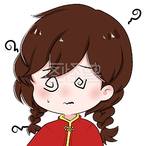 图怪兽原创元素卡通表情包汉服女孩迷糊眩晕马尾辫