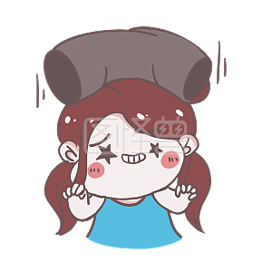 图怪兽原创元素卡通女孩表情包被砸受打击