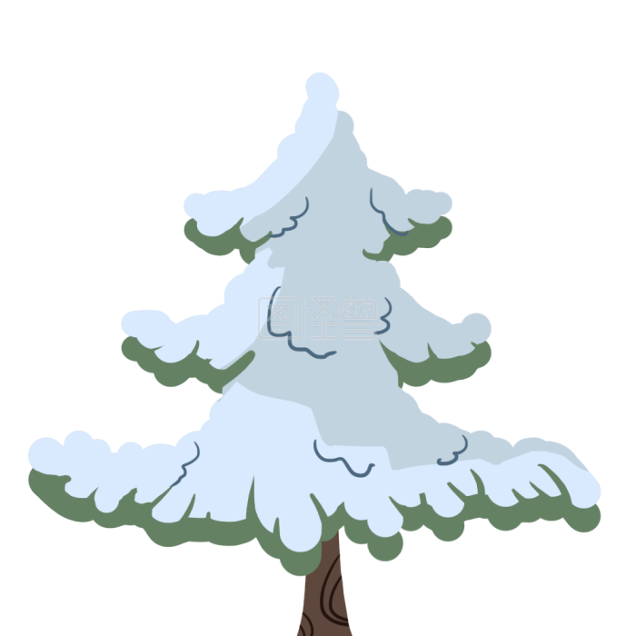 图怪兽落满雪的小松树雪景背景素材图片 图怪兽