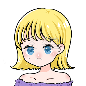 图怪兽原创元素卡通表情包金发女孩皱眉为难