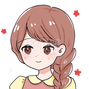 图怪兽原创元素卡通表情包棕色女孩害羞开心麻花辫