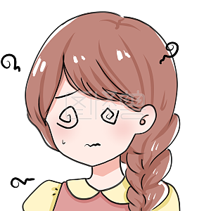 图怪兽原创元素卡通表情包棕色马尾辫迷糊眩晕