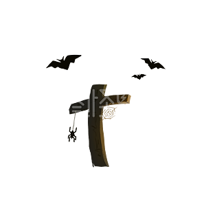 图怪兽原创元素卡通万圣节十字架幽灵元素素材背景素材图片 图怪兽