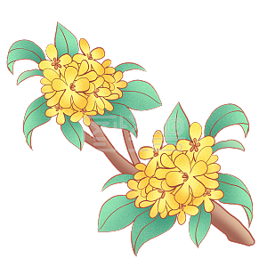 元素卡通桂花秋天详情图怪兽原创元素秋意桂花来详情扁平噪点