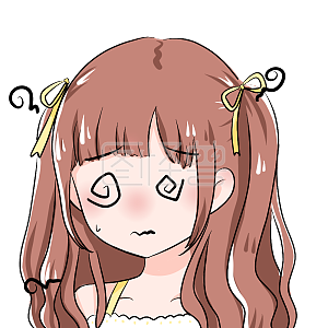 图怪兽原创元素卡通表情包棕色女孩迷糊眩晕