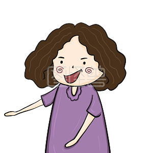 图怪兽原创元素 商业 宣传 表情包 卡通 泡面头女孩 紫色 迫不及待