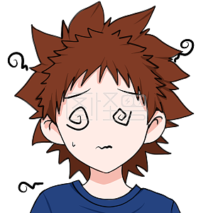 图怪兽原创元素卡通表情包爆炸头男孩迷糊眩晕