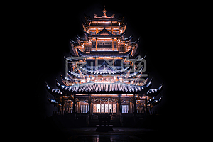 图怪兽原创摄影图素材唯美古风八角楼建筑背景