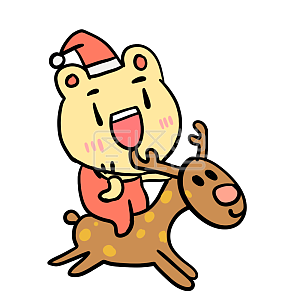 图怪兽原创元素圣诞季麋鹿加油表情包插画元素