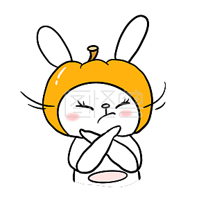 图怪兽原创元素带南瓜头套的兔子卡通表情包不行