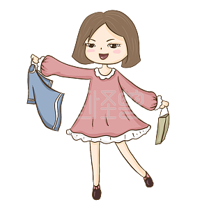 宣传 漫画海报 人物 卡通 服饰潮牌 蓝色 破衣烂衫 疯狂购物 买衣服