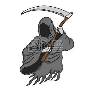 图怪兽原创元素手绘万圣节拿镰刀的死神元素