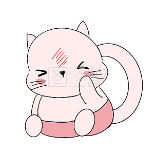 图怪兽原创元素粉色卡通小奶猫表情包受伤