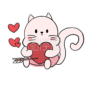 图怪兽原创元素粉色卡通小奶猫表情包一箭穿心