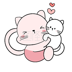 图怪兽原创元素粉色卡通小奶猫表情包宠爱