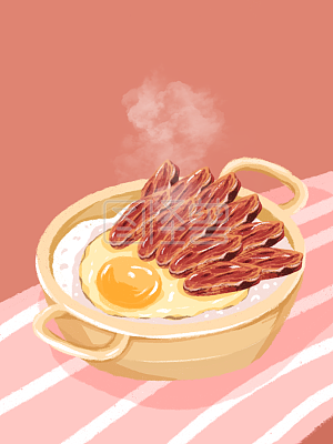 图怪兽原创元素     黄色    卡通   煲仔饭  美食促销   漫画海报