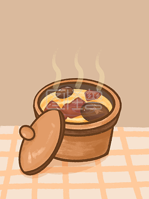 图怪兽原创元素     黄色    卡通  鸡肉炖蘑菇汤  美食促销   漫画