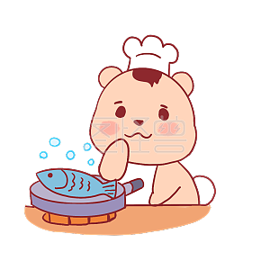 图怪兽原创元素卡通粉色小熊表情包煎鱼