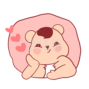 图怪兽原创元素卡通粉色小熊表情包抛媚眼