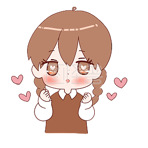 图怪兽原创元素卡通可爱小女孩表情包心动