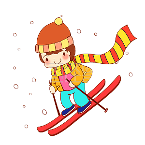 卡通通用人物女孩可爱滑雪详情图怪兽雪橇冬天滑雪神器详情图